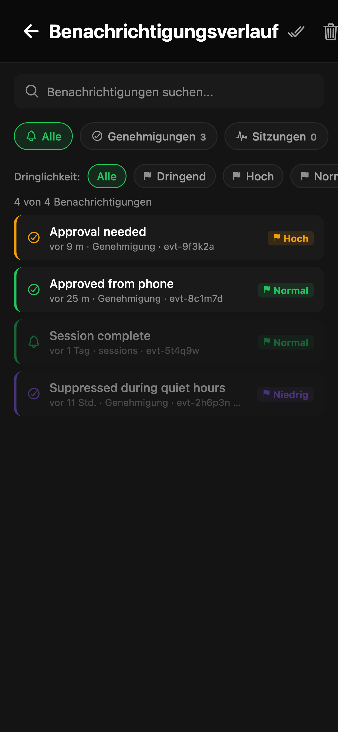 CheckPt mobile notifications screen.
