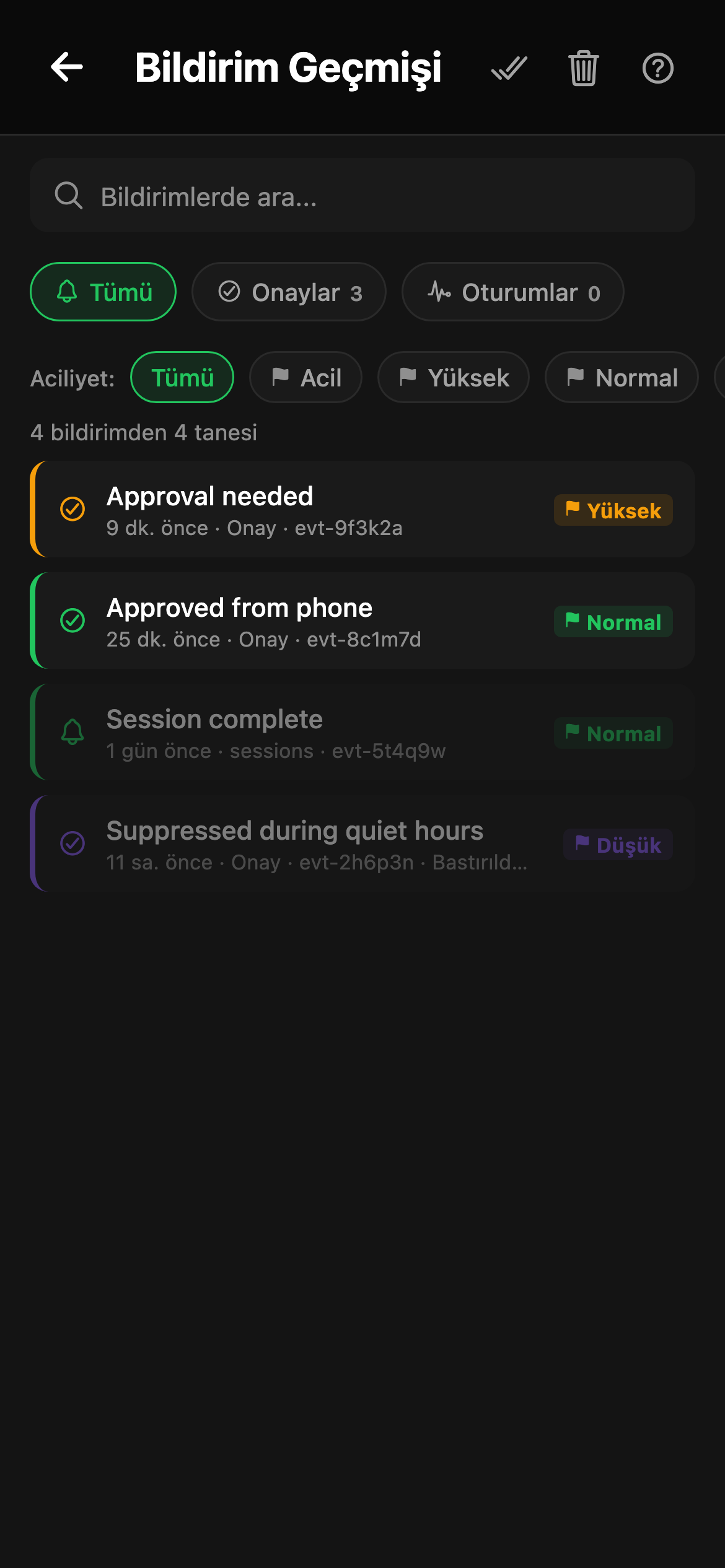 CheckPt mobile notifications screen.