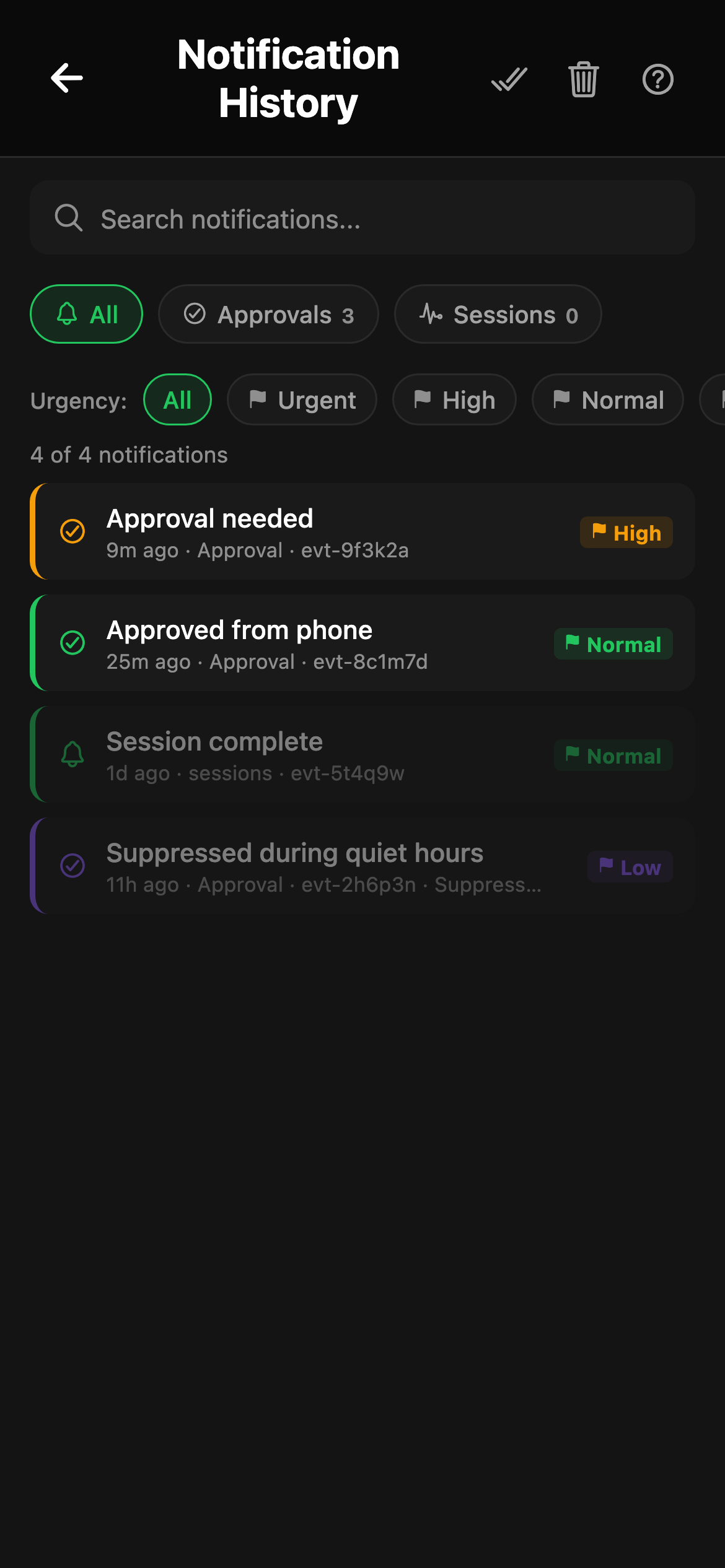 CheckPt mobile notifications screen.