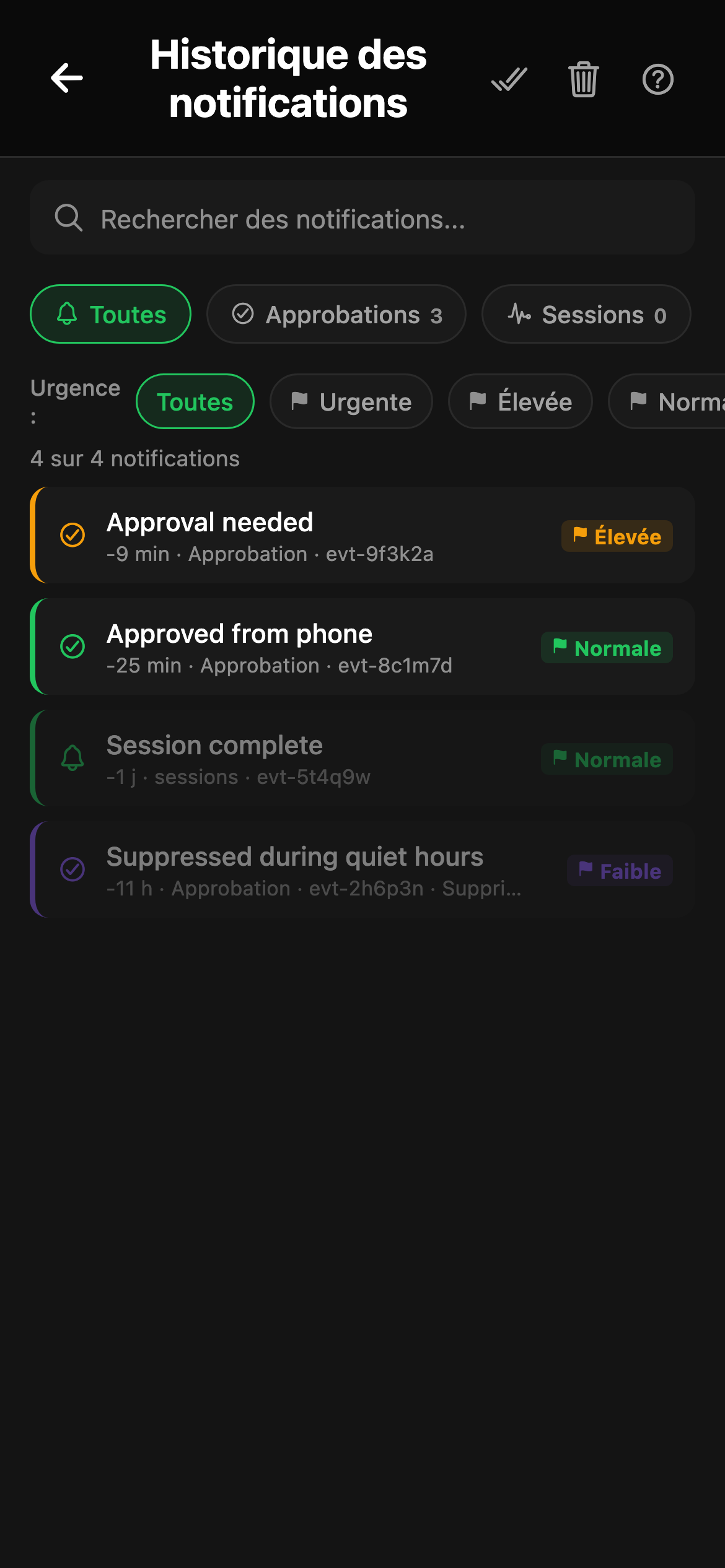 CheckPt mobile notifications screen.