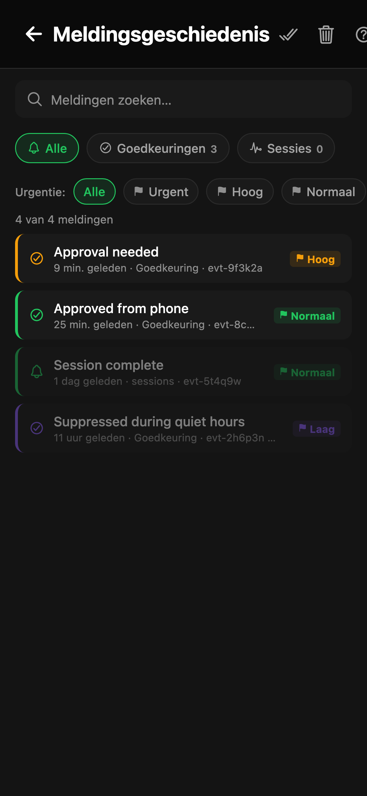 CheckPt mobile notifications screen.