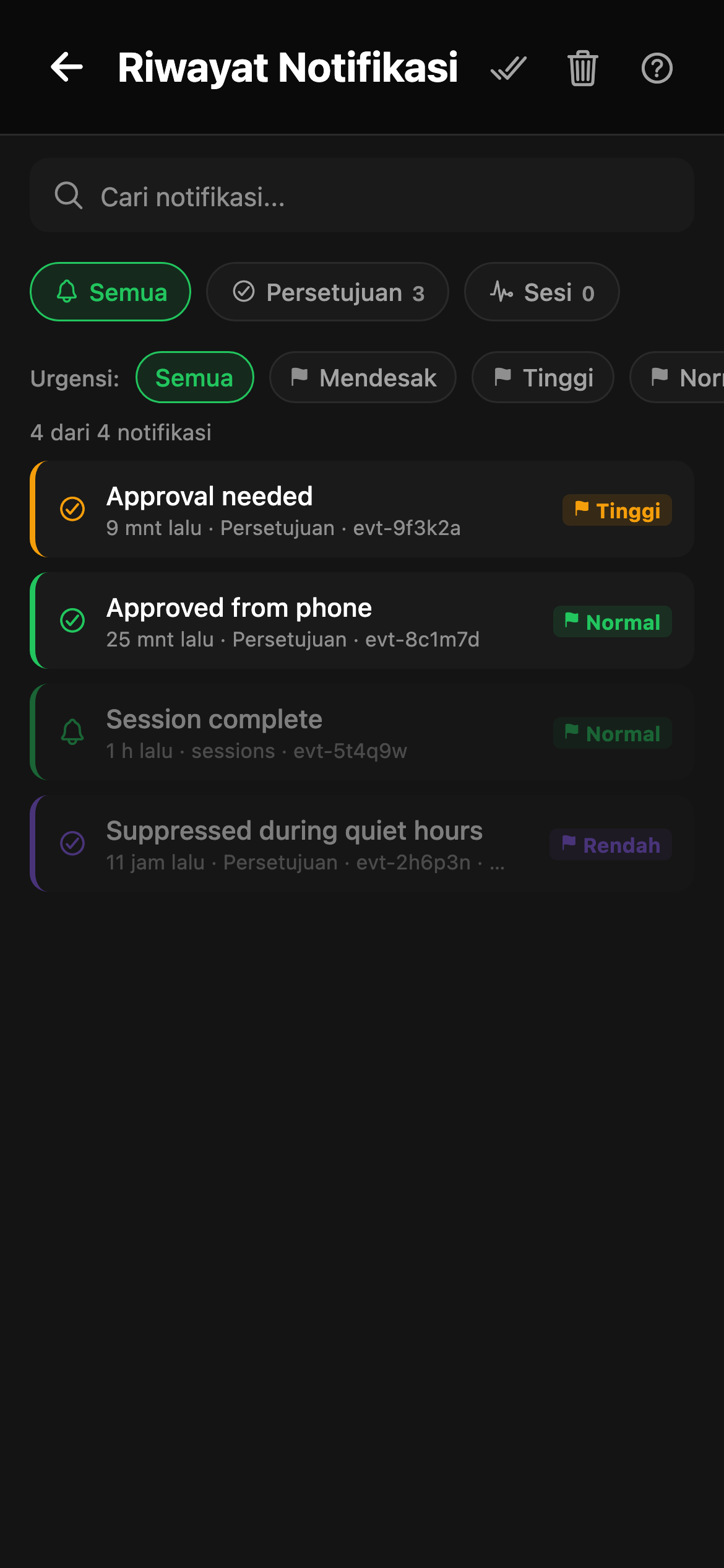 CheckPt mobile notifications screen.