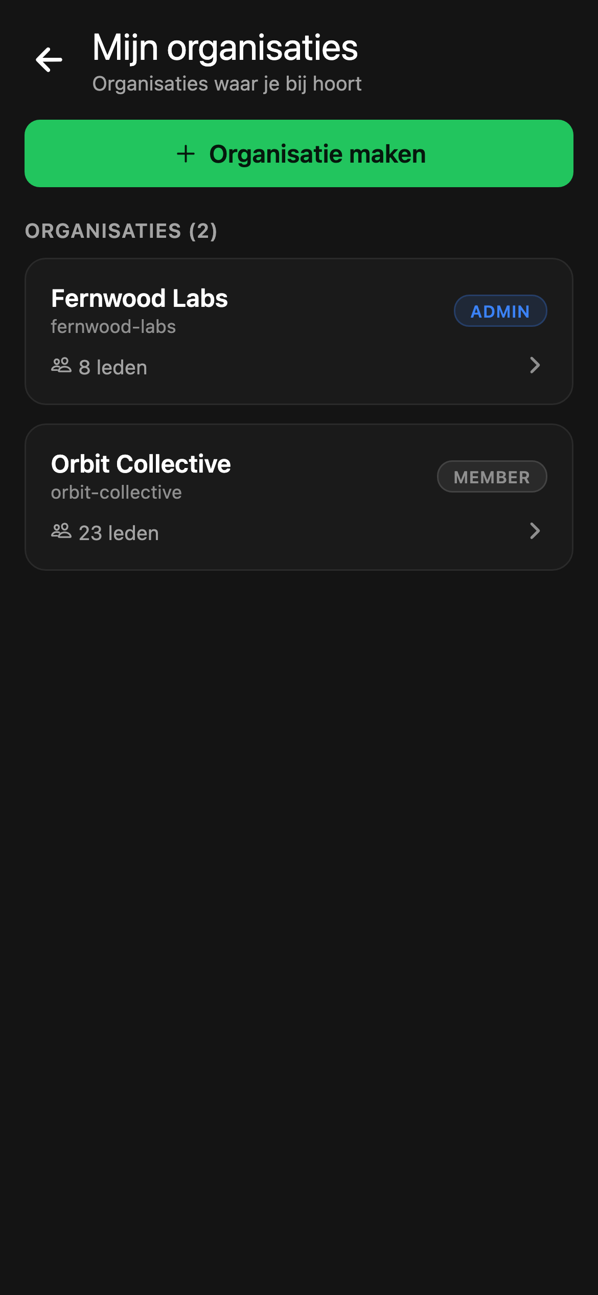 CheckPt mobile workspace overview screen.